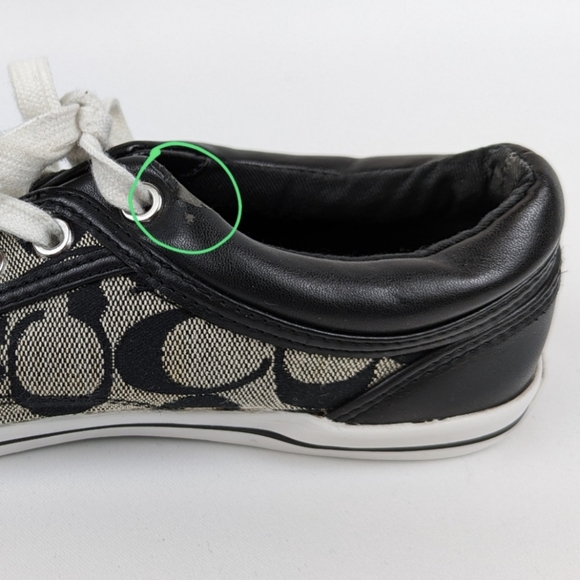 Coach Francesca Monogram Sneakers Lace Up Low Top Fabric & Leather Trim Gray 6.5 - Picture 12 of 13